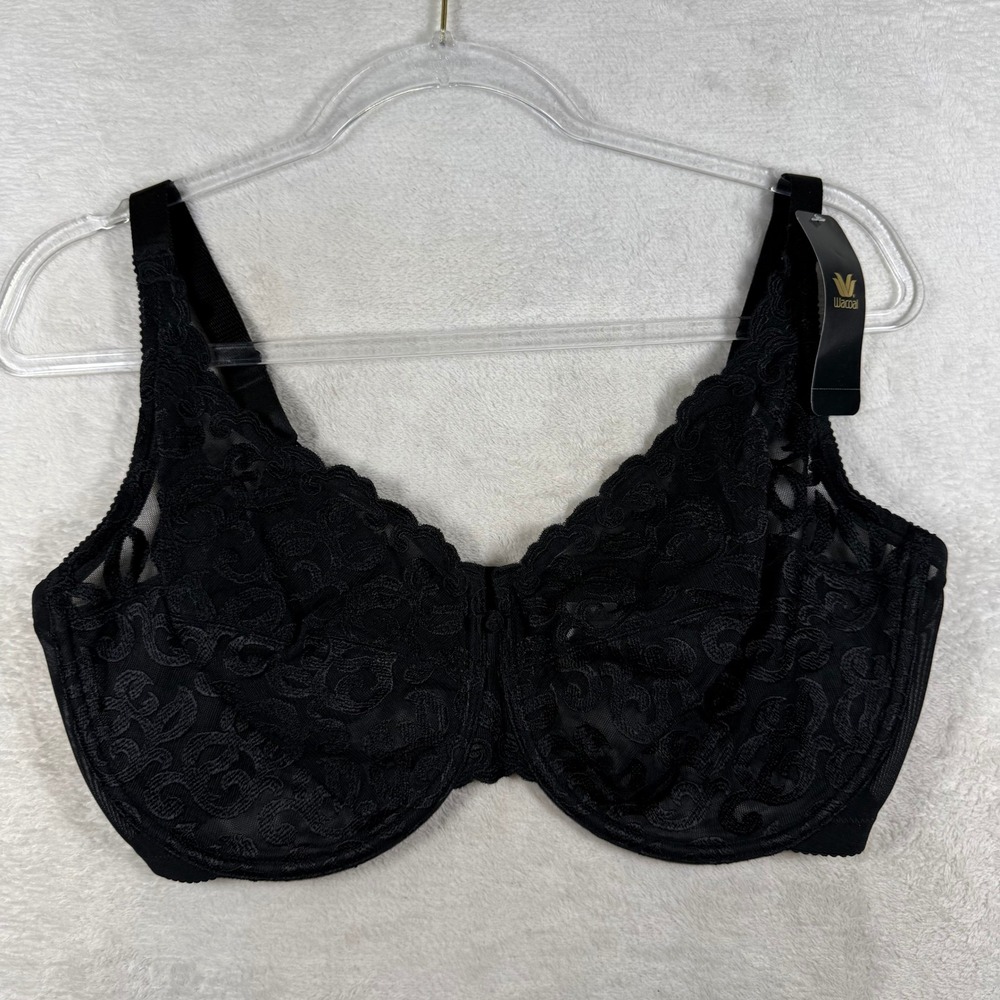 Wacoal 85199 Black Lace Unlined Underwire Full Coverage Bra 40DDD NEW